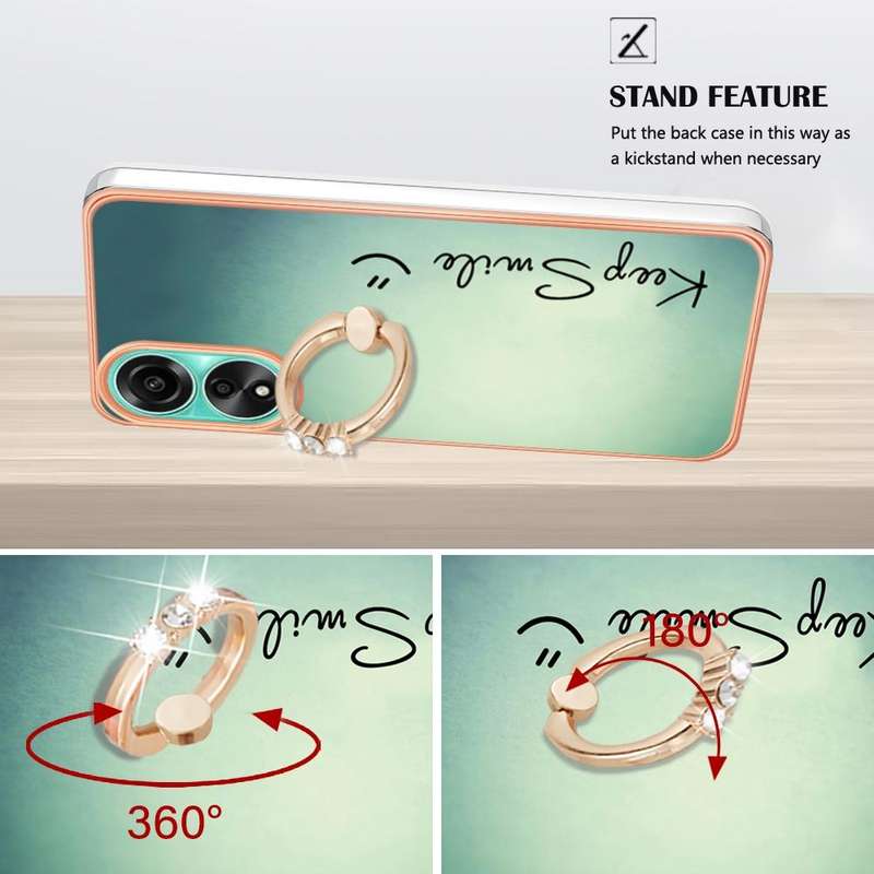 For OPPO A78 4G Electroplating Dual-side IMD Phone Case with Ring Holder(Smile)