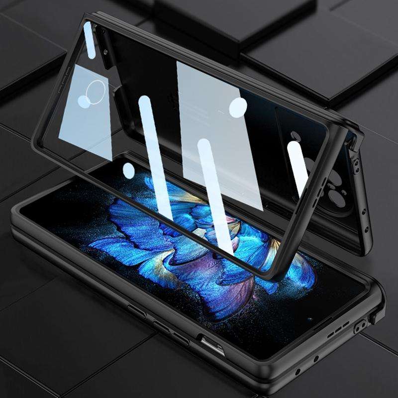 For vivo X Fold GKK Magnetic Hinge Flip Phone Case with Holder(Blue)