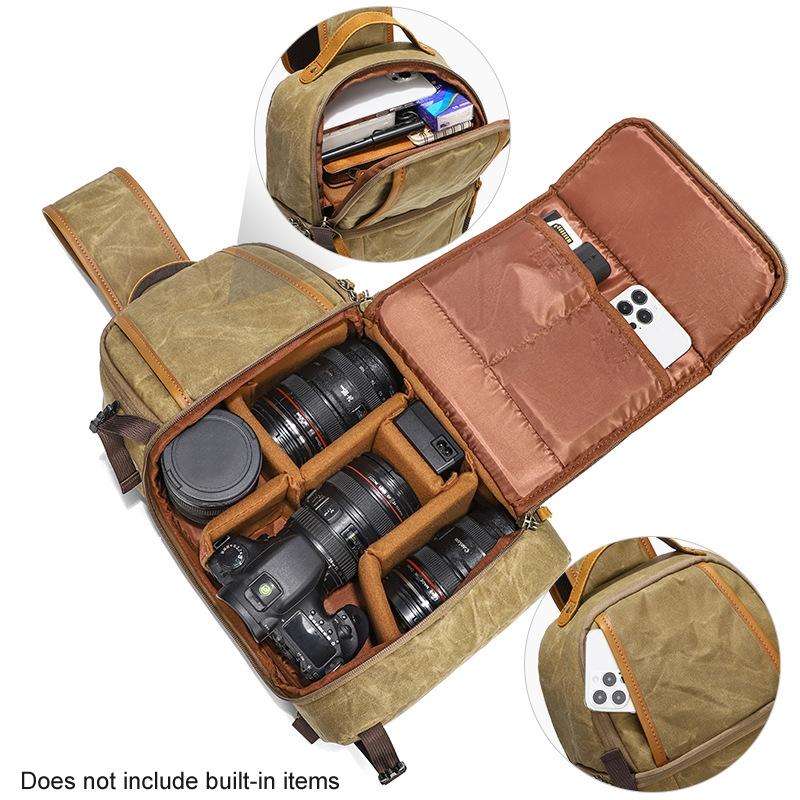 Outdoor Canvas Wear-resistant Waterproof Photography Shoulder Bag(Army Green)