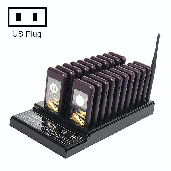 QC100 999 Channel Restaurant Wireless Paging Queuing Calling System with 20 Call Coaster Pagers, ...
