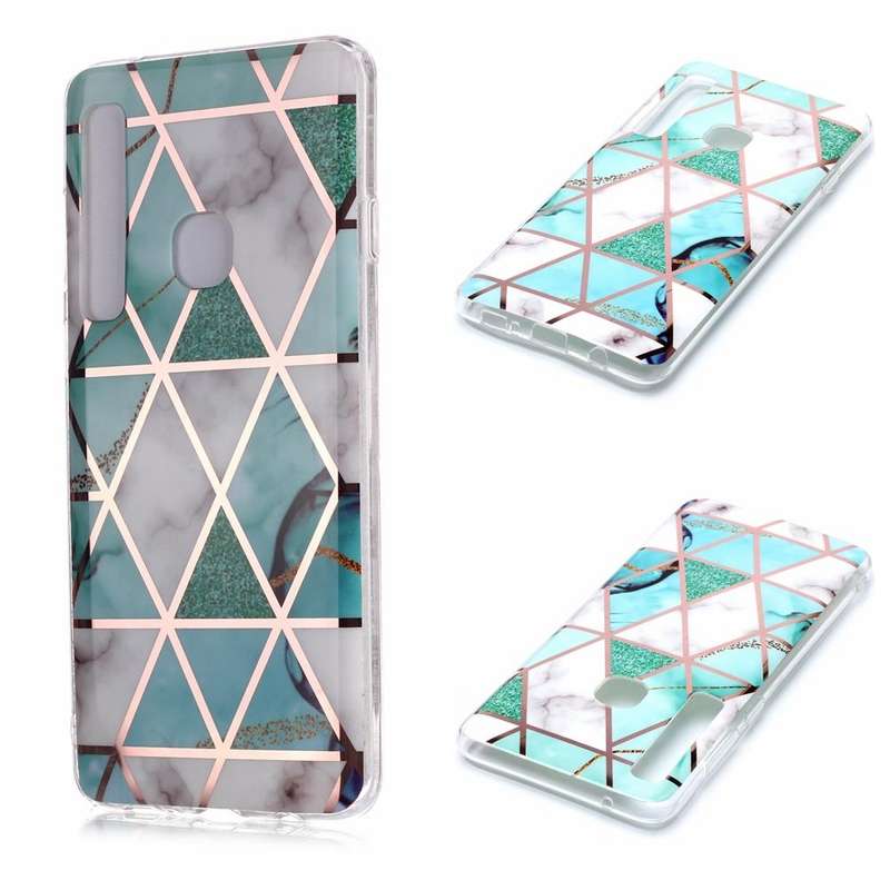 For Galaxy A9 (2018) / A9s Plating Marble Pattern Soft TPU Protective Case(Green White)