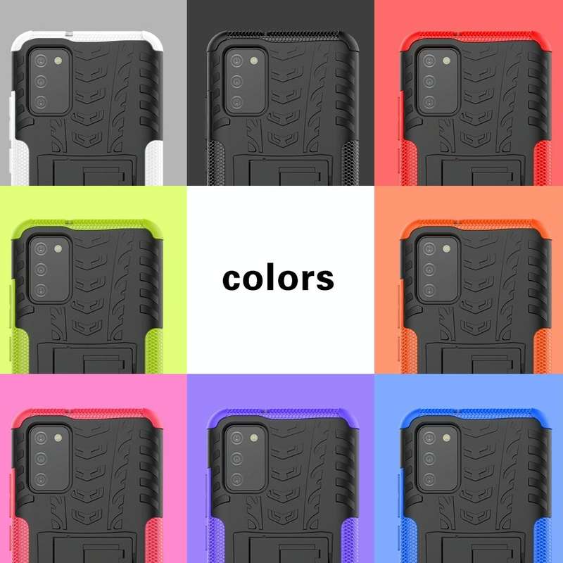 For Samsung Galaxy A02s (EU Version) Tire Texture Shockproof TPU+PC Protective Case with Holder(P...