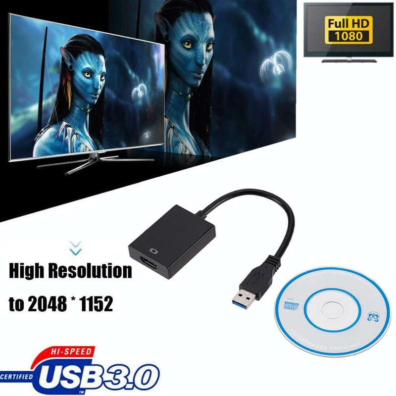 External Graphics Card Converter Cable USB3.0 to HDMI(Black)
