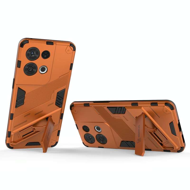 For OPPO Reno8 Pro Punk Armor 2 in 1 PC + TPU Shockproof Phone Case with Invisible Holder(Orange)