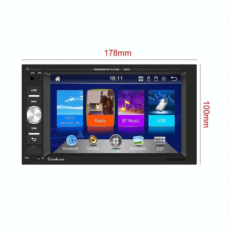 7622C 6.2 inch Dual Spindle HD Car Universal MP5 Carplay Player, Style: Standard
