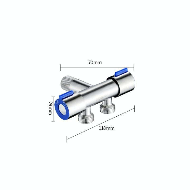 Stainless Steel One-In-Two-Out Multi-Function Three-Way Valve Faucet, Specification: Double 4-poi...