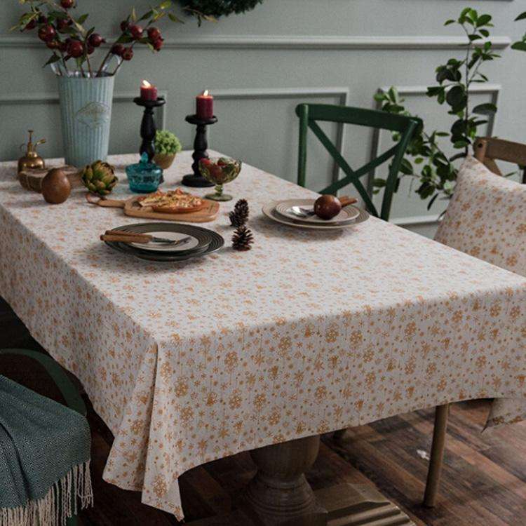 Linen Cotton Christmas Party Tablecloth Rectangle Bronzing Dinning Table Cover, Size:100x140cm(Wh...