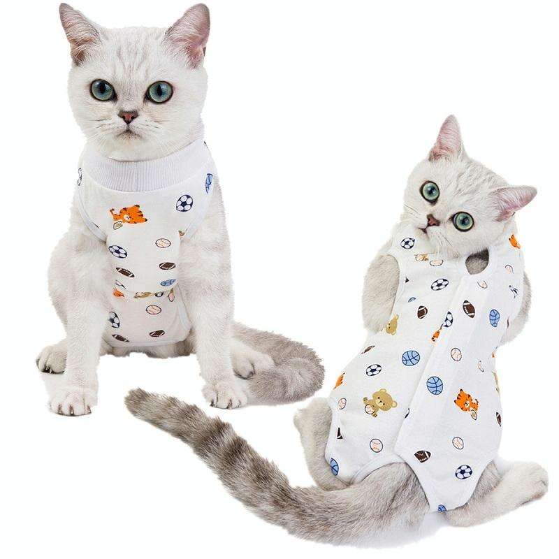 Female Cat Breathable And Anti-Licking Sterilization Clothing, Size: M(Football)