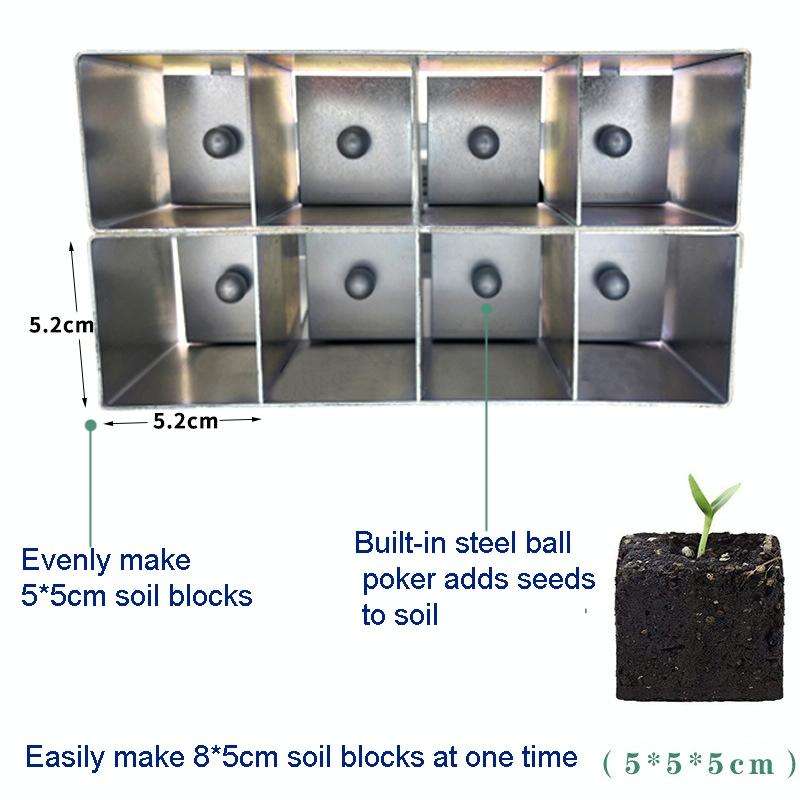 Handheld Seedling Soil Blocker Makes Eight 2 by 2 Inches Soil Blocks for Garden Prep