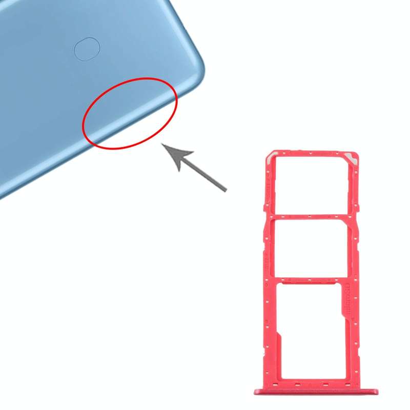 For Samsung Galaxy A11 SM-A115 SIM Card Tray + SIM Card Tray + Micro SD Card Tray (Red)