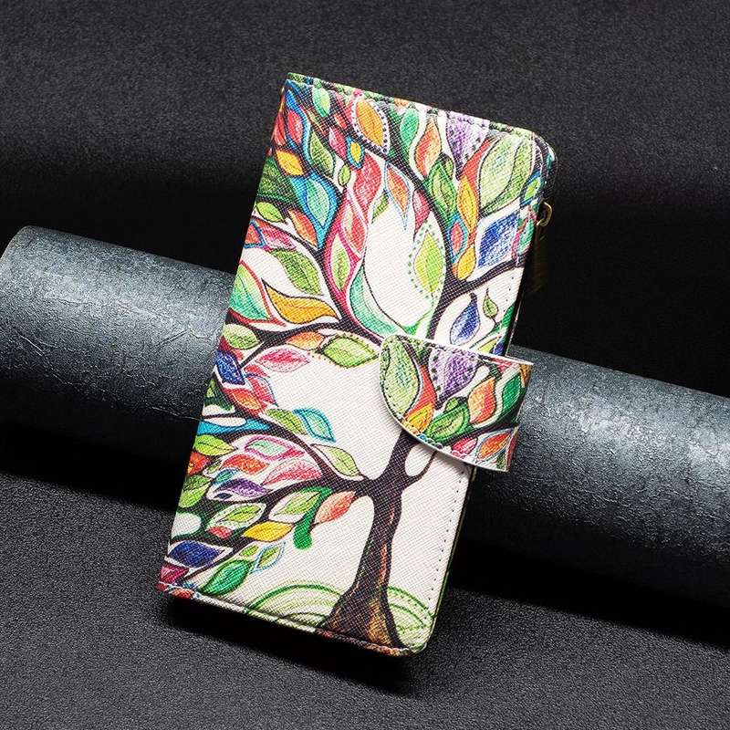 For Xiaomi Redmi Note 11 Colored Drawing Pattern Zipper Leather Phone Case(Big Tree)