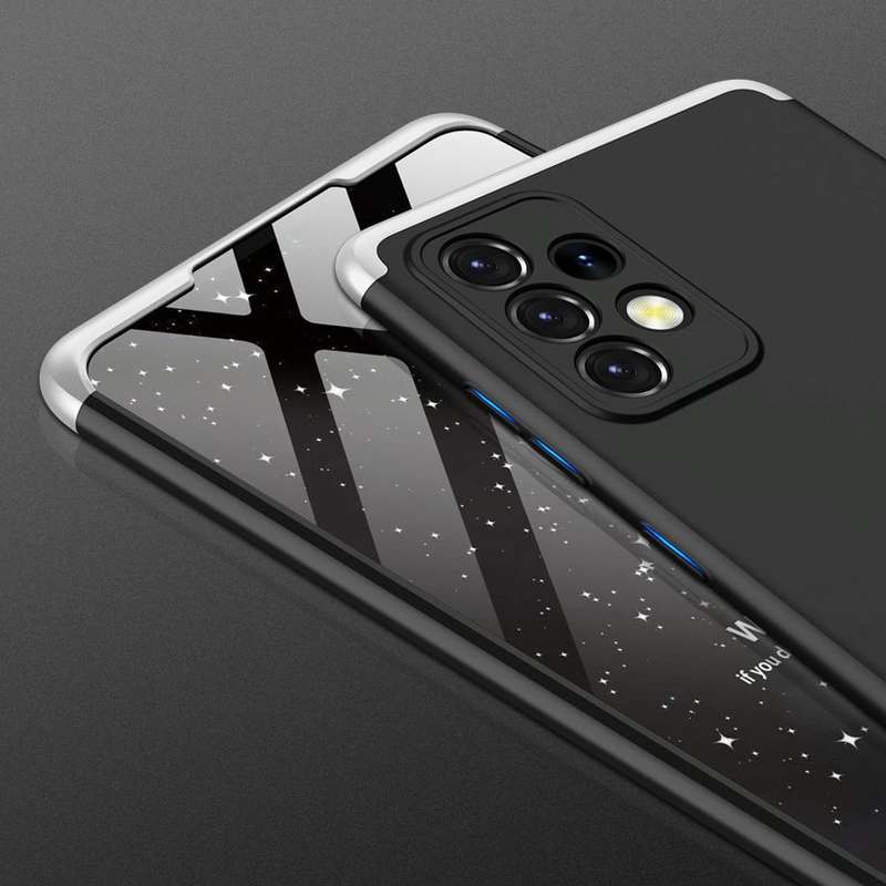For Samsung Galaxy A52 5G / 4G GKK Three Stage Splicing Full Coverage PC Phone Case(Black Silver)