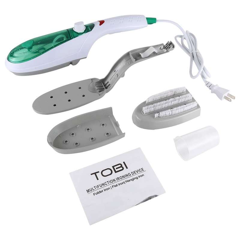 Handheld Garment Steamer Brush Portable Clothes Steam Iron, US Plug 110V(Green)