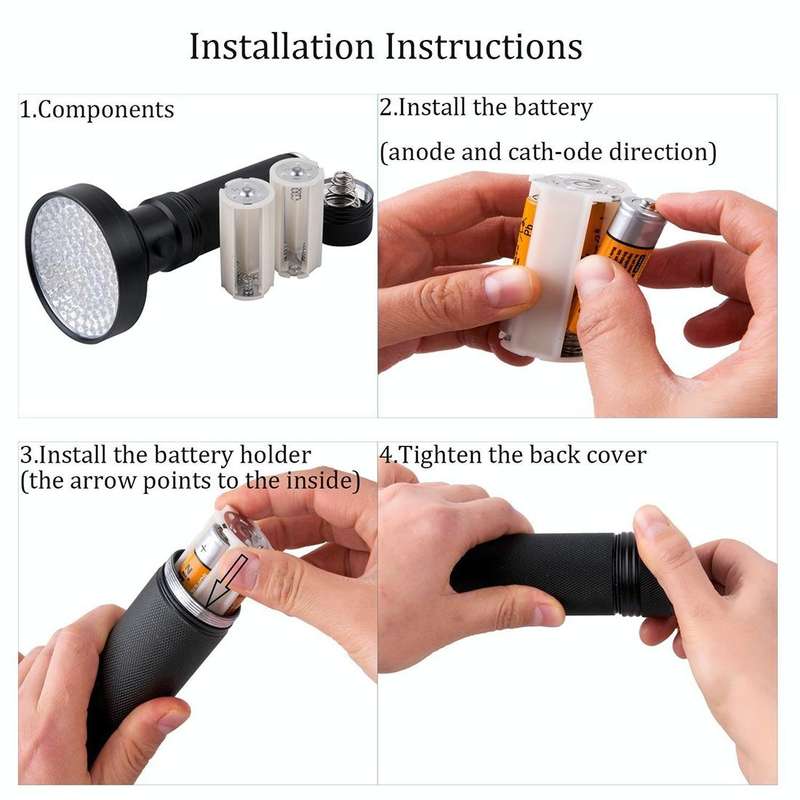 100 LED UV Flashlight Scorpion Detector Fluorescence Detector
