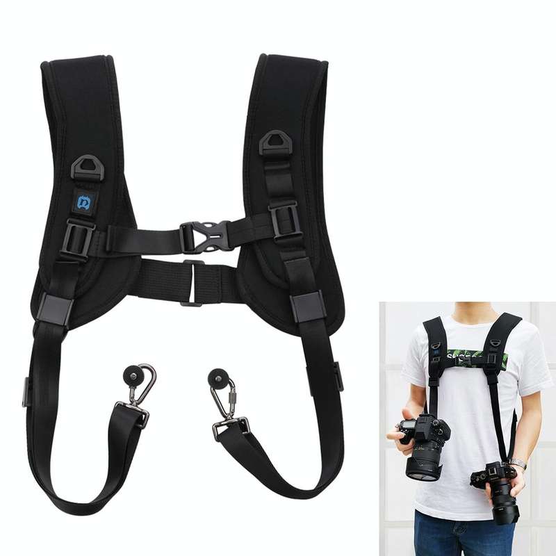 PULUZ Quick Release Double Shoulder Harness Soft Pad Decompression Foam Strap Belt for DSLR Digit...
