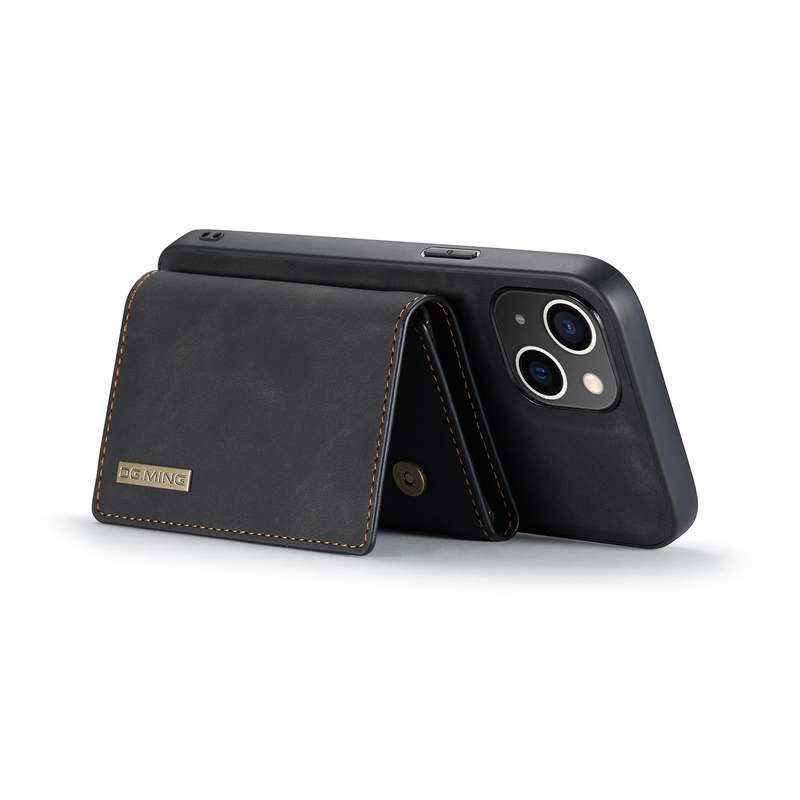 For iPhone 14 Plus DG.MING M1 Series 3-Fold Multi Card Wallet Leather Case(Black)
