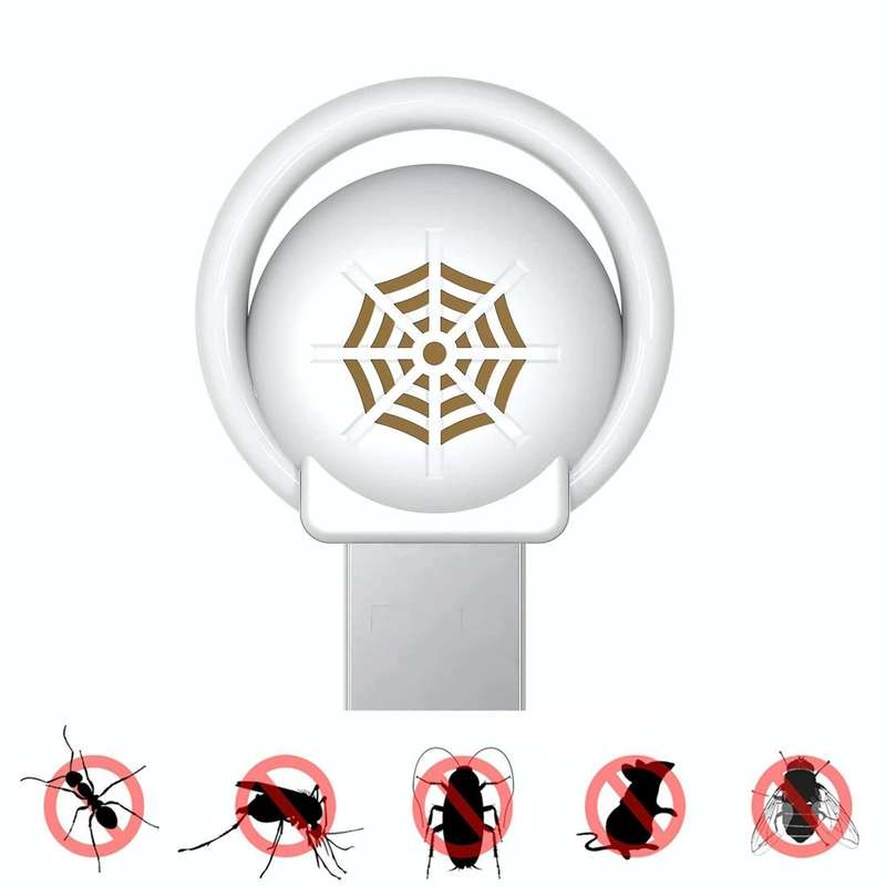 USB Car Mouse Repellent Ultrasonic Mosquito Insect Repellent With Atmosphere Light( White)