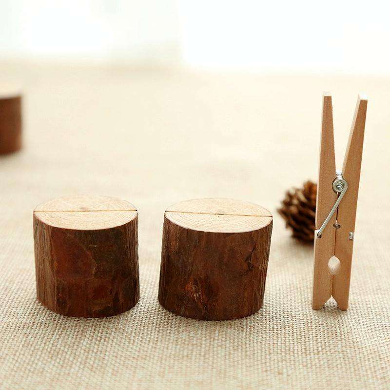 Wooden Stump Shape Wedding Party Reception Place Card Holder Stand Number Name Table Menu Picture...