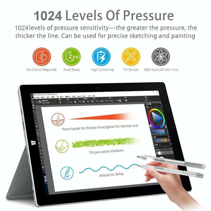 F94S For Microsoft Surface Series Stylus Pen 1024 Pressure Level Electronic Pen(Silver)