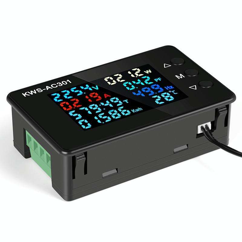 KWS-AC301-100A 50-300V AC Digital Current Voltmeter with Opening Transformer(Black)