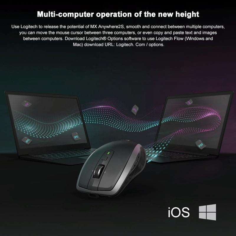 Logitech MX Anywhere 2S 4000DPI Bluetooth + Unifying Dual-mode Rechargeable Symmetrical Design Wi...