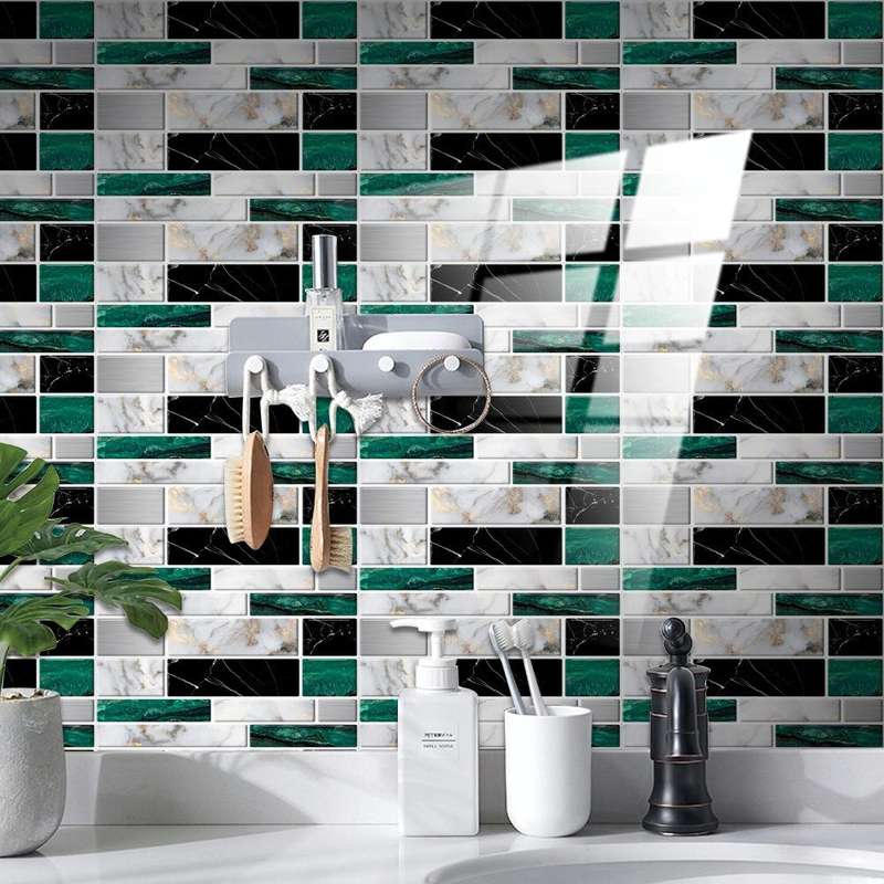 12 PCS 10 x 20cm Brick Pattern Crystal Film Glossy Tile Sticker Floor Sticker(KIT021)