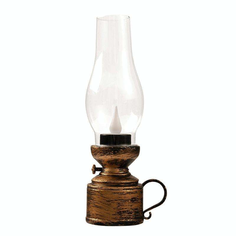 Retro Luminous Kerosene Lamp Christmas Simulation Oil Lamp Decoration, Spec: Water-drop (Bronze)