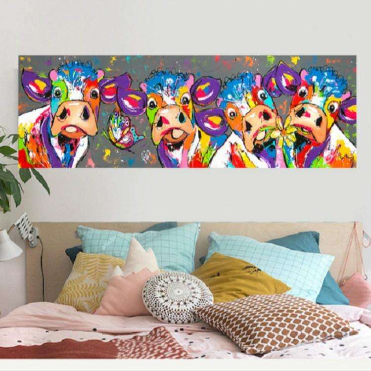 Colorful Cows Home Decoration Canvas Painting HD Inkjet Frameless Painting Core, Size:40120cm