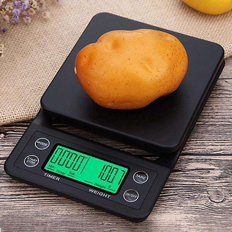 Hand Punch Coffee Scales Timing Electronic Timer Scale Kitchen Scales, Model:3kg/0.1g(Wine Red)