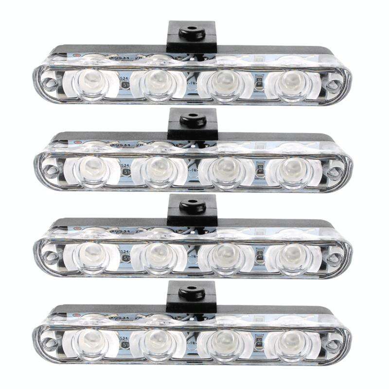 4 in 1 Car 16LEDs Grille Flash Lights Warning Lights with Wireless Remote Control(White Red)