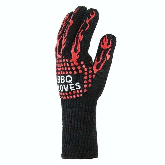 Heat-resistant High Temperature Fire Resistance Cooking Baking Barbecue Grill Gloves Red BBQ