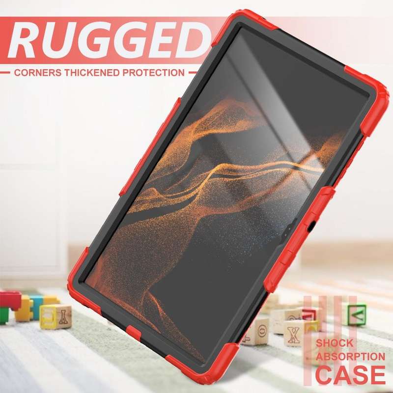 For Samsung Galaxy Tab S8 Ultra 14.6 inch SM-X900 Silicone + PC Tablet Case(Red+Black)