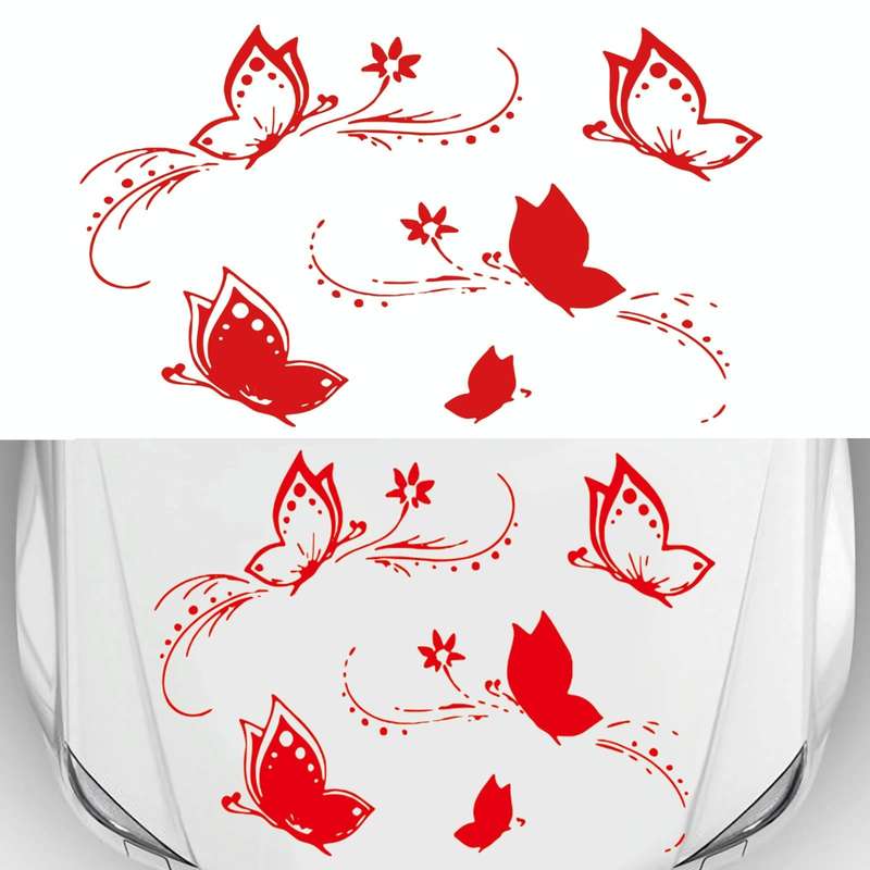 D-907 Butterflies Pattern Car Modified Decorative Sticker(Red)