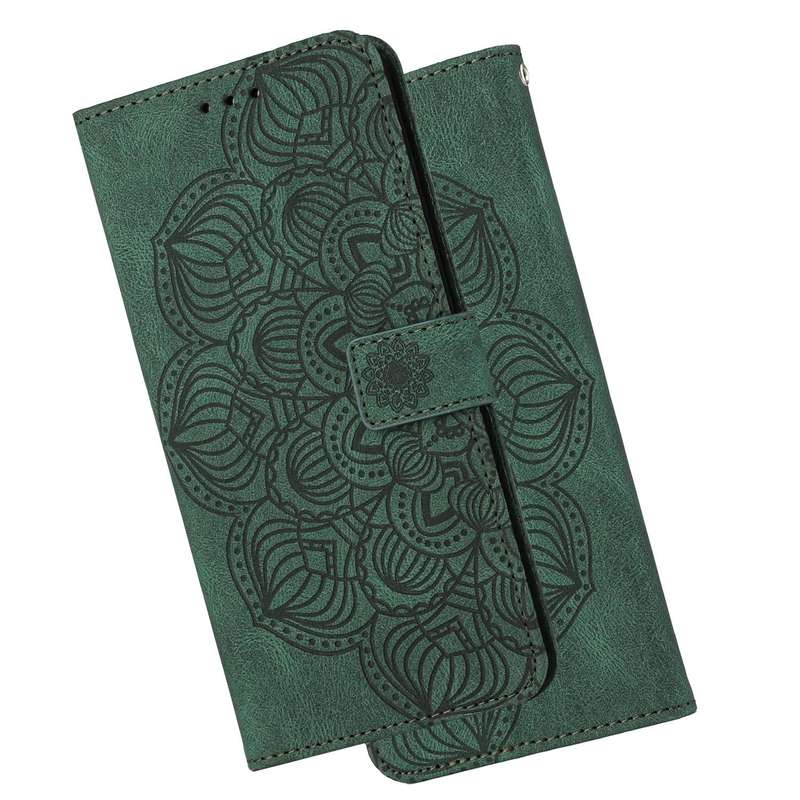 For Samsung Galaxy A33 5G Mandala Embossed Flip Leather Phone Case(Green)