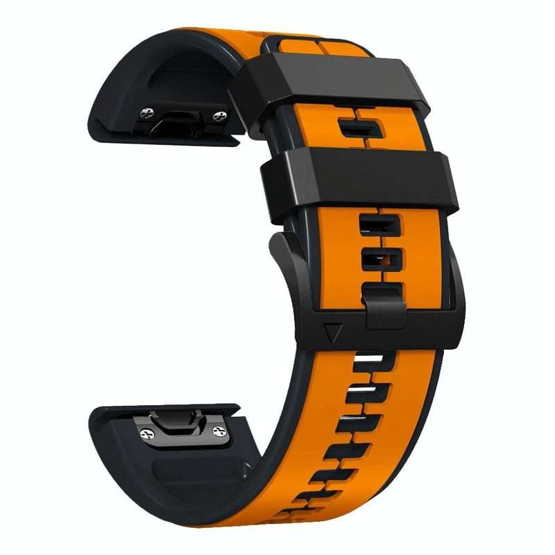 For Garmin Fenix 7X Vertical Stripes Two-color Silicone Watch Band(Orange Black)