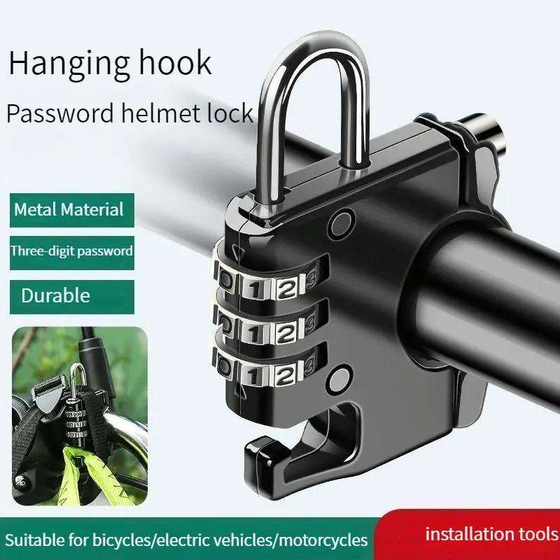 Motorcycle Helmet Anti-Theft Lock Fixed Helmet Combination Padlock, Color: Black