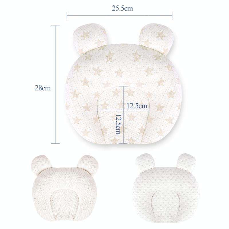 0-1 Year Old Baby Pillow Anti-Head Deflection Shaped Children Pillow, Style: Bear Latex Filling
