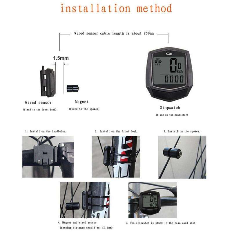 SUNDING SD-581 Bicycle Wired Code Meter Speedometer Odometer(English Display)