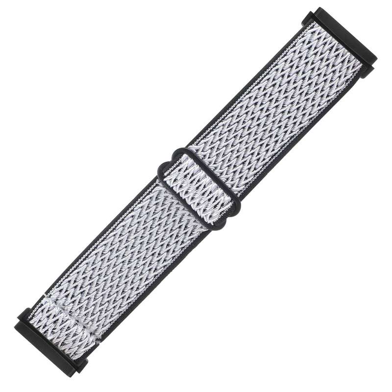 For Fitbit Versa 4 / Sense 2 Universal Wave Nylon Watch Band(White Black)