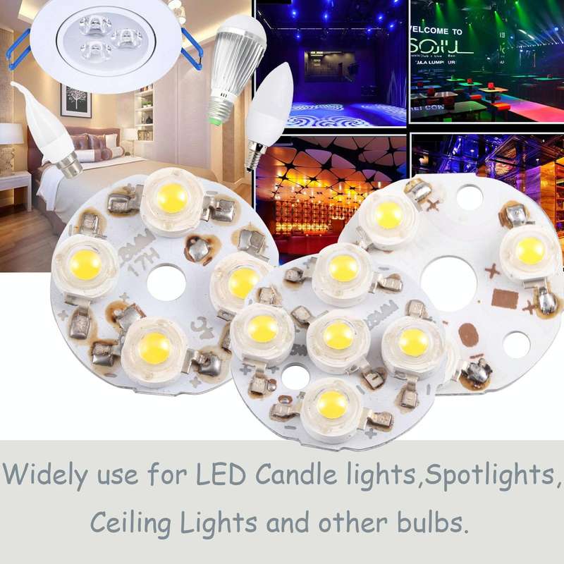 3W 3 LEDs Module Lamp Ceiling Lighting Source 23mm, DC9V(Warm White Light)