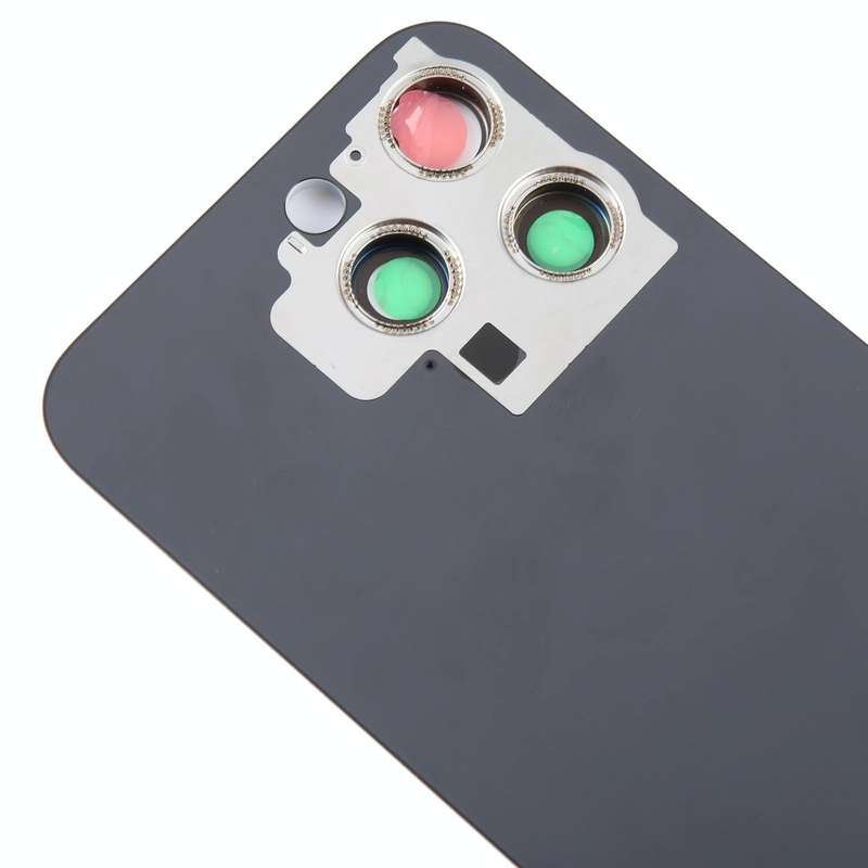 For iPhone 15 Pro Glass Battery Back Cover with Camera Lens Cover(Black)