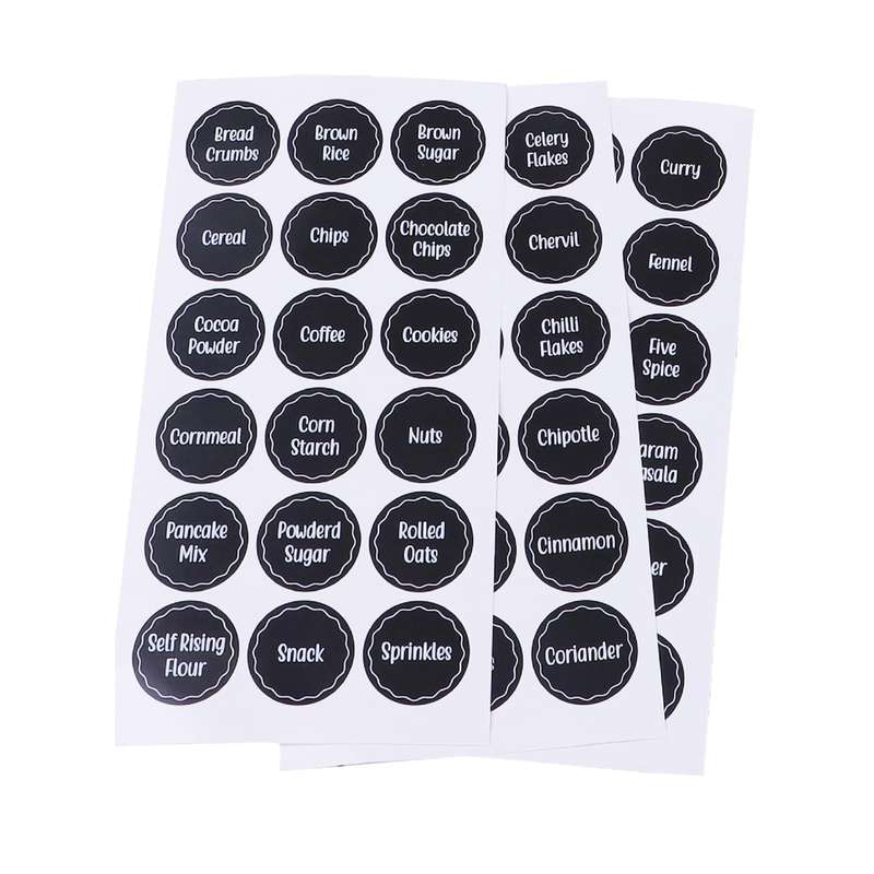 144 PCS Printed Spice Jar Labels Pantry Stickers Blackboard Stickers(Diameter 3.8cm)