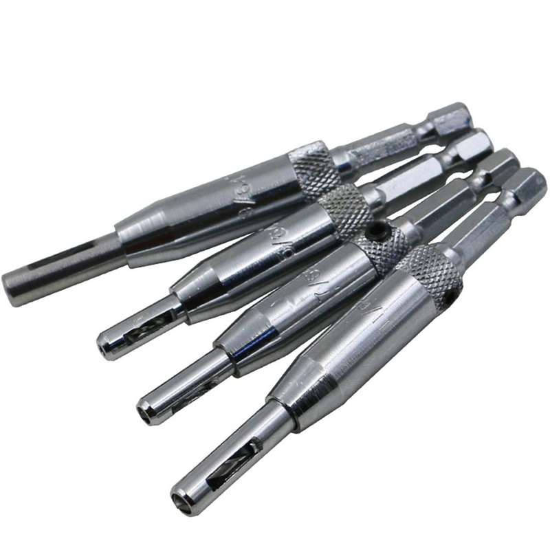 4 PCS/Set Doors Self Centering Hinge Tapper Core Drill Bit Set Hole Puncher Woodworking Tools(5/6...