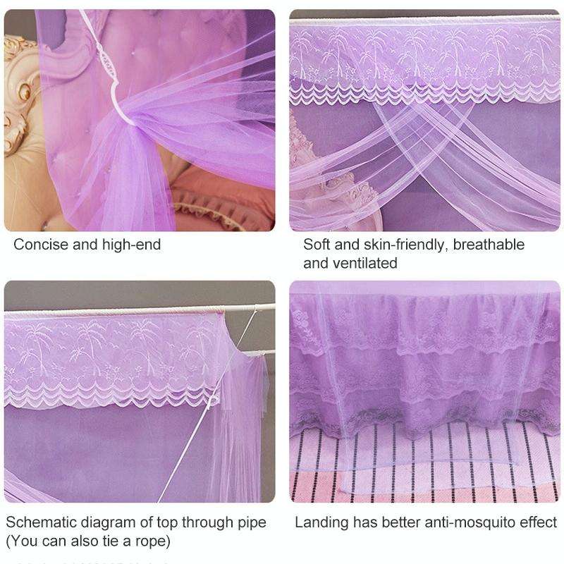 Single-door Mosquito Net Square Roof for Home Student Dormitory, Size:1.5x2.0x1.8 Meters(Pink)