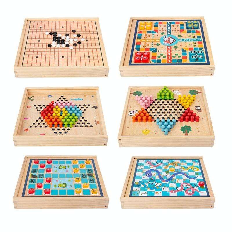 Children Wooden Multifunctional Parent-Child Interactive Puzzle Board Toy, Set Specification: 6 I...