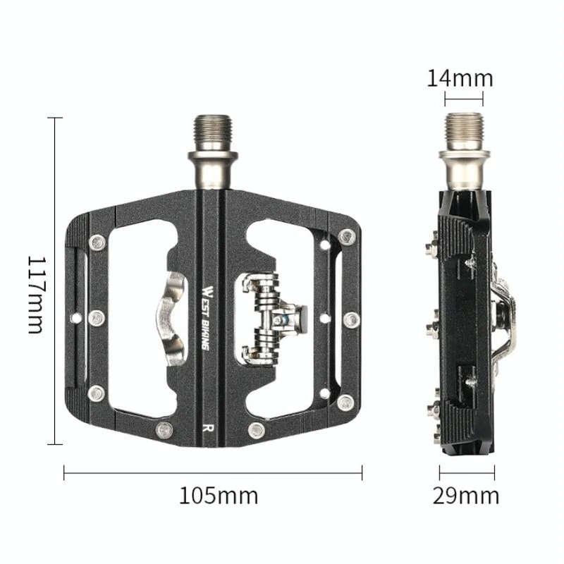 WEST BIKING Bicycle Aluminum Alloy Dual-Purpose Self-Locking Pedals(Black)