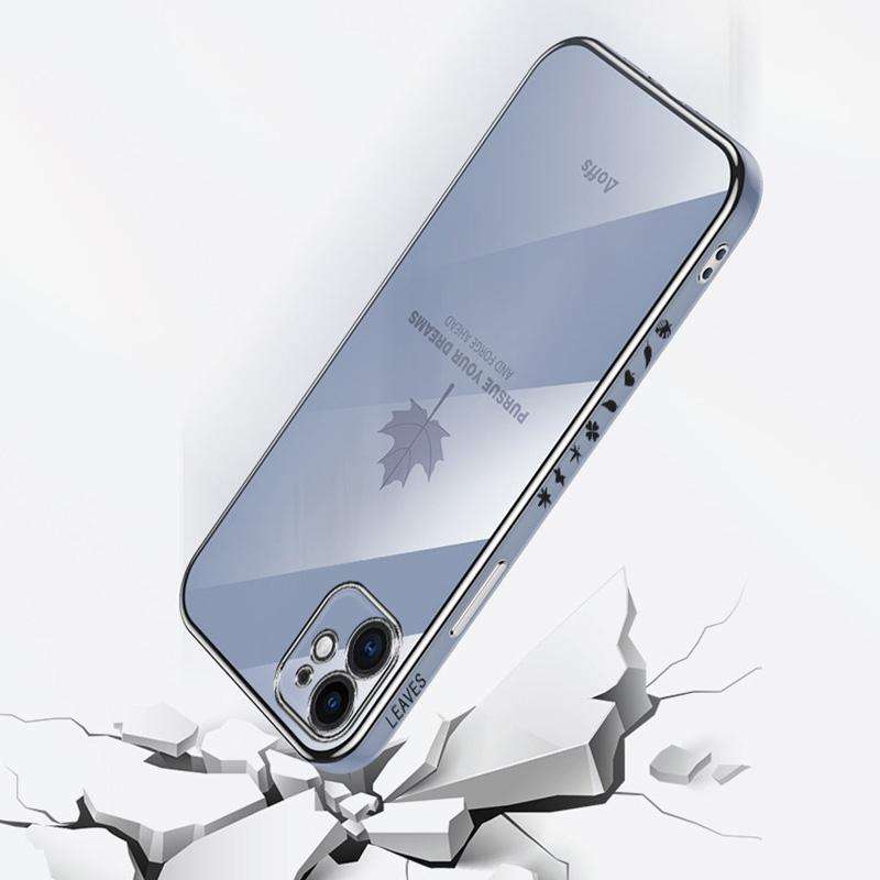 For Samsung Galaxy S22 5G 9D Plating Maple Leaf Silicone Phone Case with Strap(Black)