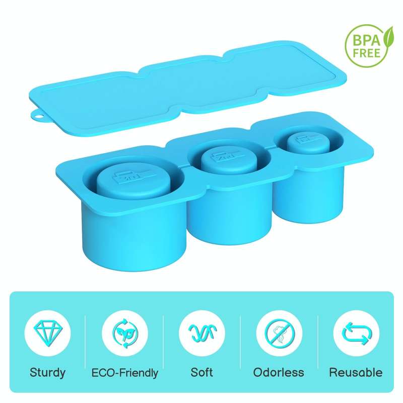 Silicone Ice Molds With Lid For Stanley Tumblers Cups Can Making 3 Hollow Cylinders(Green)