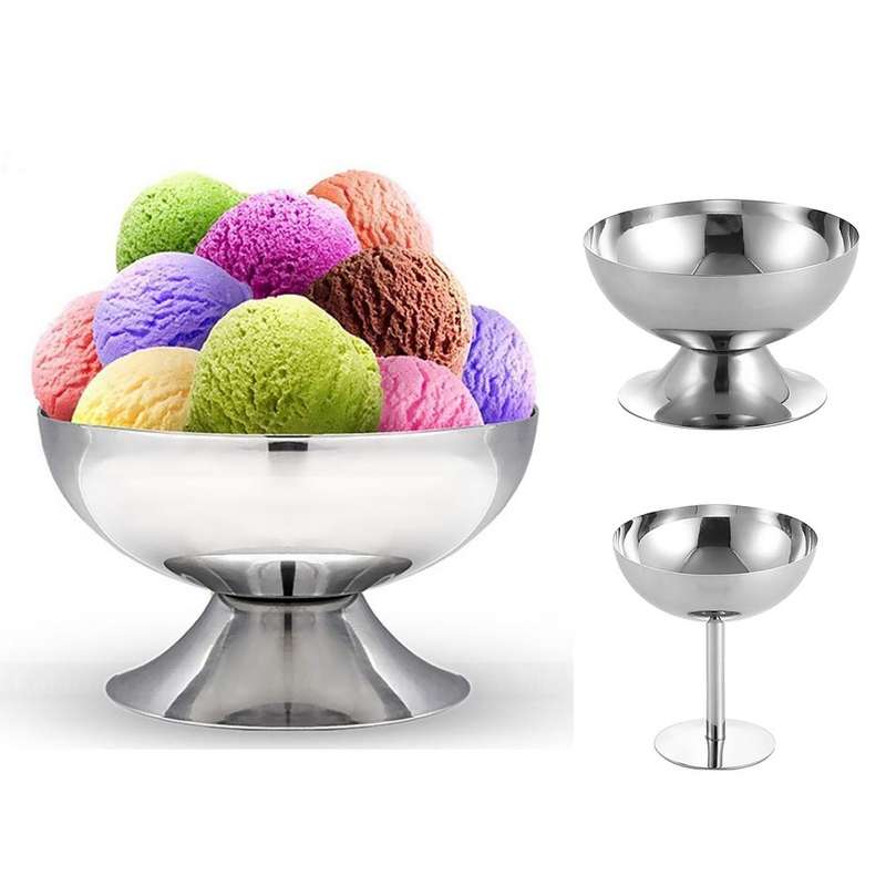 Stainless Steel Ice Cream Cup Ice Cream Goblet Bar Wine Glass, Specification B High