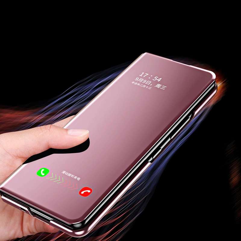 For Samsung Galaxy Z Fold4 Double Electroplating Flip Mirror Shockproof Phone Case(Pink)